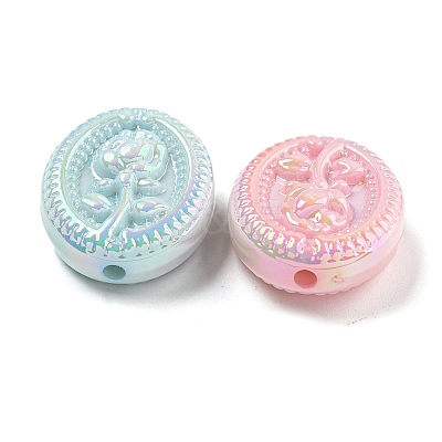 UV Plating Iridescent Acrylic Beads OACR-G039-19-1