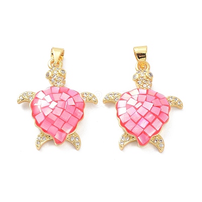 Real 18K Gold Plated Brass Micro Pave Clear Cubic Zirconia Pendants X-KK-D004-05G-E-1
