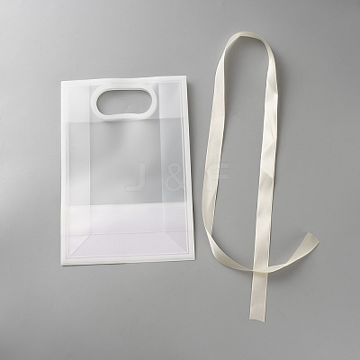 Rectangle Plastic Packaging Gift Bags with Hole Handle and Silk Ribbon ABAG-WH0044-61D-1
