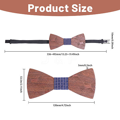 1Pc Wood Bow Ties for Bridegroom AJEW-CA0004-59B-1