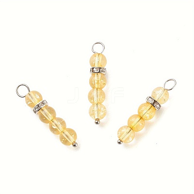 10Pcs Natural Citrine Pendants PALLOY-JF01425-02S-1