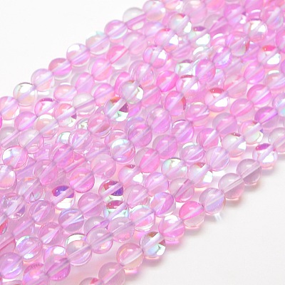 Synthetic Moonstone Beads Strands G-F143-8mm-01-1