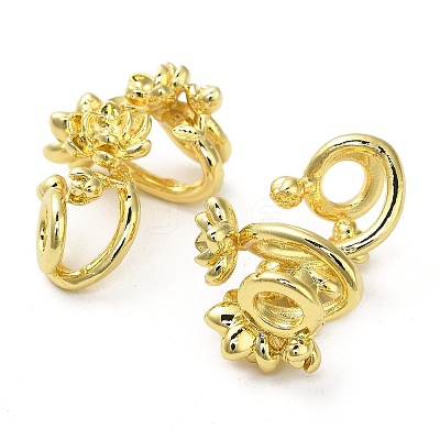 Brass Flower Wrapped European Beads KK-B142-01G-1