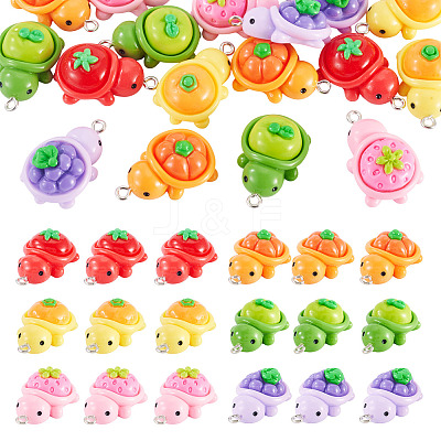 24Pcs 6 Colors Opaque Resin Pendants CRES-TA0001-78-1
