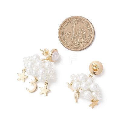 3D Cloud Glass Seed Beades Dangle Stud Earrings EJEW-MZ00644-03-1