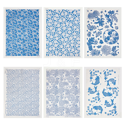 6Pcs 6 Styles Paper Ceramic Decals DIY-BC0015-30A-1