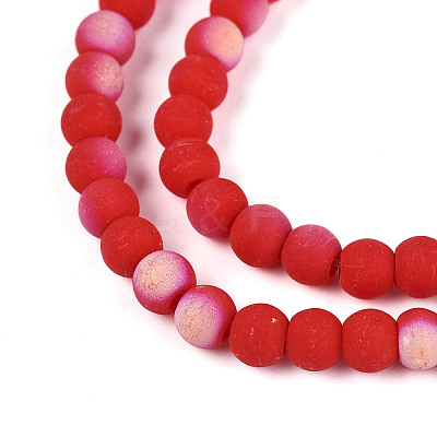 Frosted Opaque Glass Beads Strands GLAA-T032-P4mm-MBB04-1