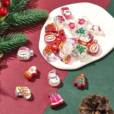 24Pcs 12 Styles UV Plating Acrylic Beads FIND-FS0002-65-1