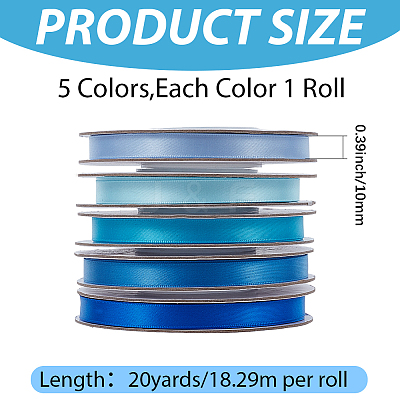 5 Rolls Single Face Polyester Satin Ribbon SRIB-CY0001-38A-1