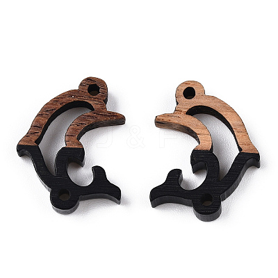 Opaque Resin & Walnut Wood Connector Charms RESI-N039-46A-1