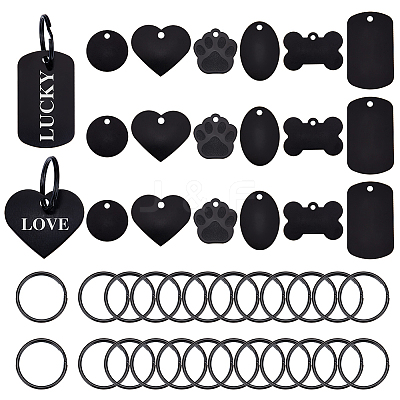 24Pcs 6 Style Aluminium Pendants ALUM-GA0001-03-1