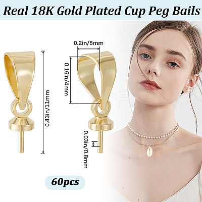 60Pcs Brass Cup Peg Bails KK-BBC0012-10-1