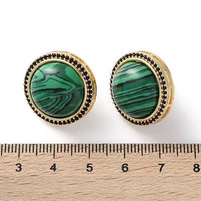 Half Round Brass Micro Pave Cubic Zirconia Stud Earrings EJEW-R215-01G-1