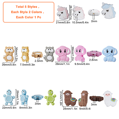 10Pcs 10 Style Silicone Beads SIL-SC0001-04-1