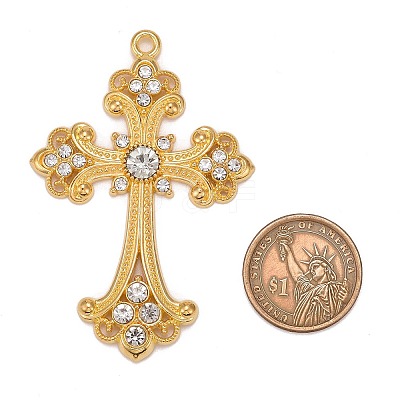 Alloy Rhinestone Cross Big Pendants LS-ALRI-1475-G-NR-1