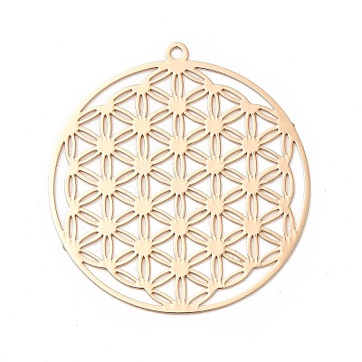 Rack Plating Brass Filigree Pendants KKC-K001-20KCG-1
