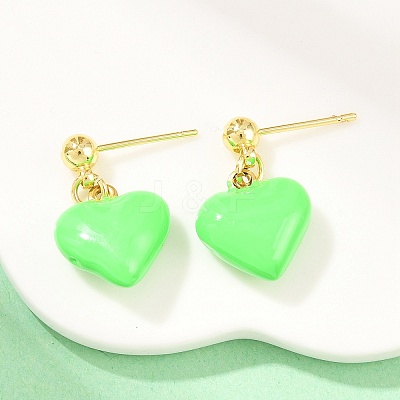 Valentine's Day Heart Brass Enamel Dangle Stud Earrings EJEW-Z164-19G-04-1