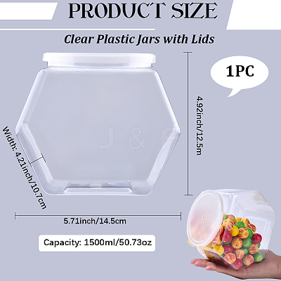 Hexagon Plastic Screw Top Bead Jars with White Lid CON-WH20029-001A-1