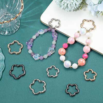 18Pcs 6 Colors Alloy Spring Gate Rings FIND-SC0019-01-1
