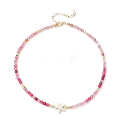 Summer Beach Dyed Natural Agate Round Beaded Necklaces NJEW-JN05262-01-1