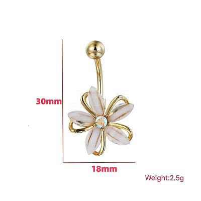 Flower Brass Cubic Zirconia Curved Barbell Belly Rings FS-WG56D26-01-1