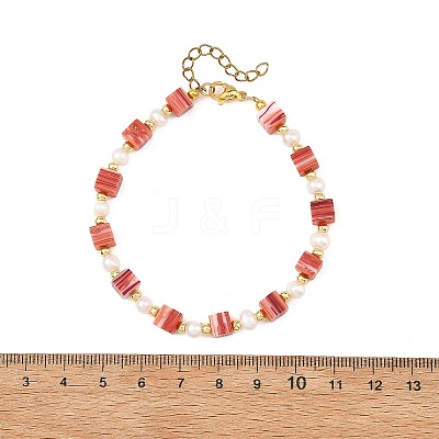 Handmade Nepalese Lampwork Cube and Natural Pearl Beaded Bracelets BJEW-JB14481-1