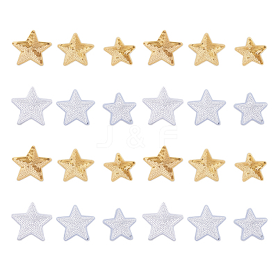 24Pcs 6 Style Star Computerized Embroidery Cloth Iron On Sequins Patches PATC-HY0001-12-1