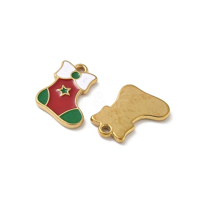 304 Stainless Steel Enamel Pendants STAS-L300-012G-40-1