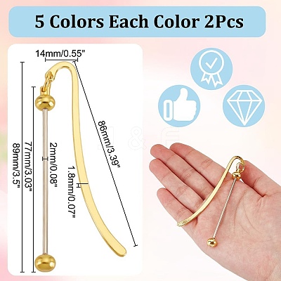 10Pcs 5 Colors Iron Bookmark Findings IFIN-AR0001-41-1