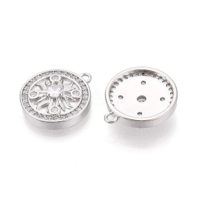 Brass Pave Clear Cubic Zirconia Pendants KK-T081-04P-1