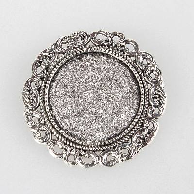 Tibetan Style Alloy Brooch Cabochon Settings PALLOY-N0085-70AS-1