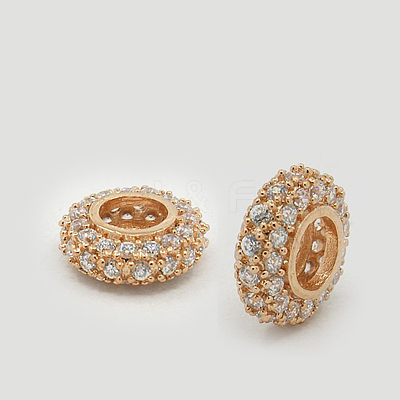 Brass Cubic Zirconia European Beads ZIRC-F001-102-1