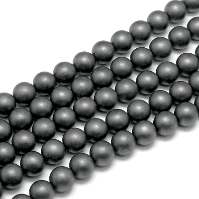 Frosted Non-magnetic Synthetic Hematite Round Bead Strands G-J344-8mm-1