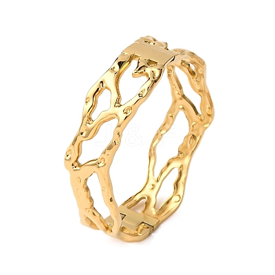 Textured 304 Stainless Steel Bangles BJEW-G749-10G-1