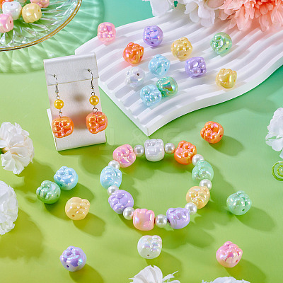32Pcs 8 Colors UV Plating Opaque Acrylic Beads MACR-TA0002-63-1