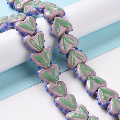 Heart Handmade Lampwork Beads Strands LAMP-G150-01H-1