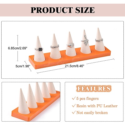 Resin Artificial Marble Ring Finger Display Stands AJEW-I048-07-1