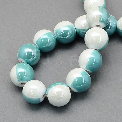 Handmade Two-tone Porcelain Round Beads PORC-S494-8mm-06-1
