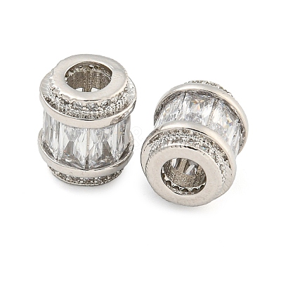 Rack Plating Brass Micro Pave Cubic Zirconia European Beads KK-F089-31P-08-1