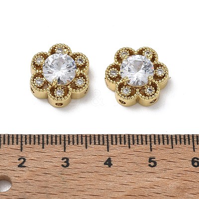 Brass Micro Pave Clear Cubic Zirconia Multi-Strand Links KK-CBA56EF-25G-1