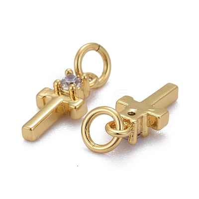 Brass Micro Pave Clear Cubic Zirconia Pendants ZIRC-Z011-35T-1