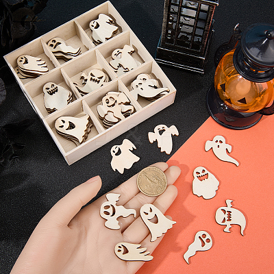 1 Set Halloween Theme Wooden Pendant Decorations WOOD-SC0001-92B-1
