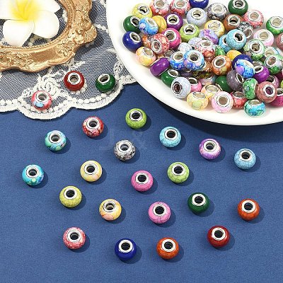 100Pcs 2 Styles Opaque Resin European Beads RPDL-YW0001-20-1