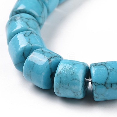Synthetic Turquoise Column Bead Strands G-E266-04B-1