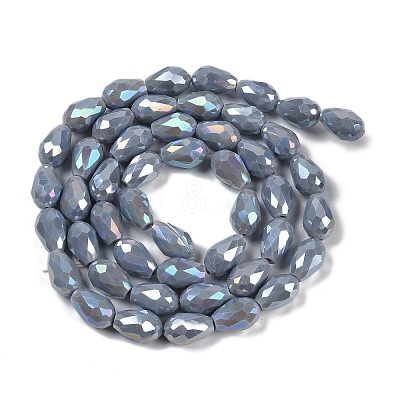 Opaque Solid Color Electroplate Glass Beads Strands EGLA-N013-P10mm-B05-1