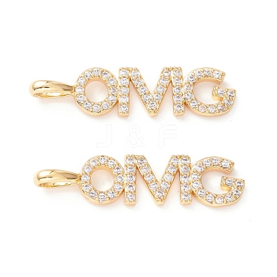 Brass Micro Pave Clear Cubic Zirconia Pendants ZIRC-Z019-32G-NR-1
