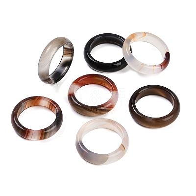 Dyed & Heated Natural Agate Finger Rings for Women RJEW-Z075-02C-1