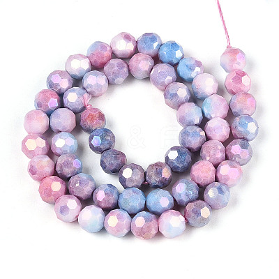 Anti-Tarnish Electroplate Glass Beads Strands EGLA-T021-8mm-15-07-1