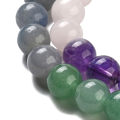 Natural Flower Amazonite & Amethyst & Flower Amazonite & Green Aventurine & Blue Aventurine Beads Strands G-B095-A01-01-1