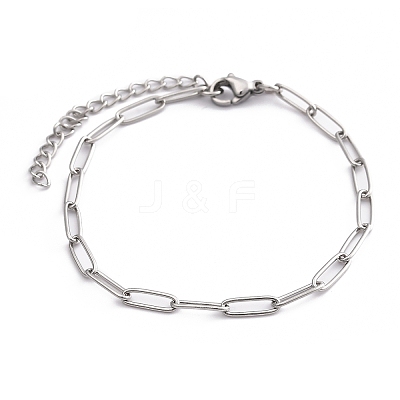 Tarnish Resistant 304 Stainless Steel Paperclip Chain Bracelet for Men Women BJEW-E031-03P-05-1